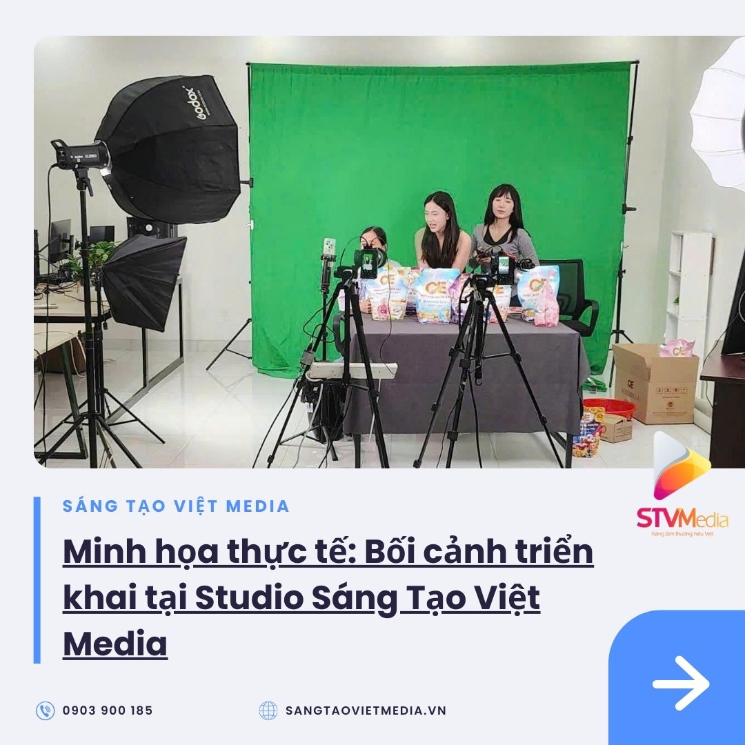 Dịch Vụ Livestream Bán Hàng Chuyên Nghiệp – Giải Pháp Bứt Phá Doanh Số Cuối Năm 3 Minh họa thực tế: Bối cảnh triển khai tại Studio Sáng Tạo Việt Media